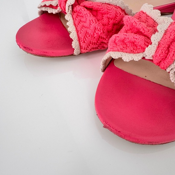 Kate Spade ♠️ Tango Pink Bow Slide Sandals Mules Shoes w/ Lace SZ 8 EU 38.5 - Picture 4 of 6